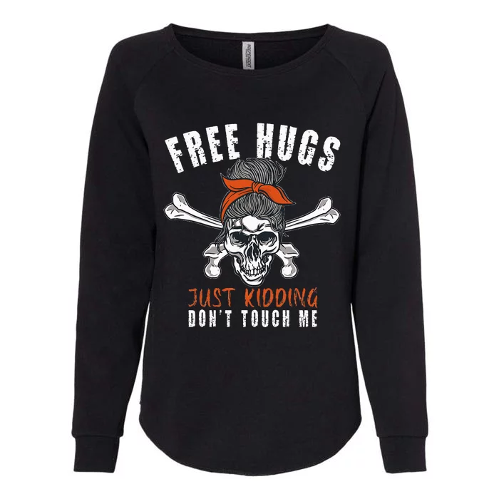 Goth Punk Mom Free Hugs Don't Touch Me Funny Skull Womens California Wash Sweatshirt