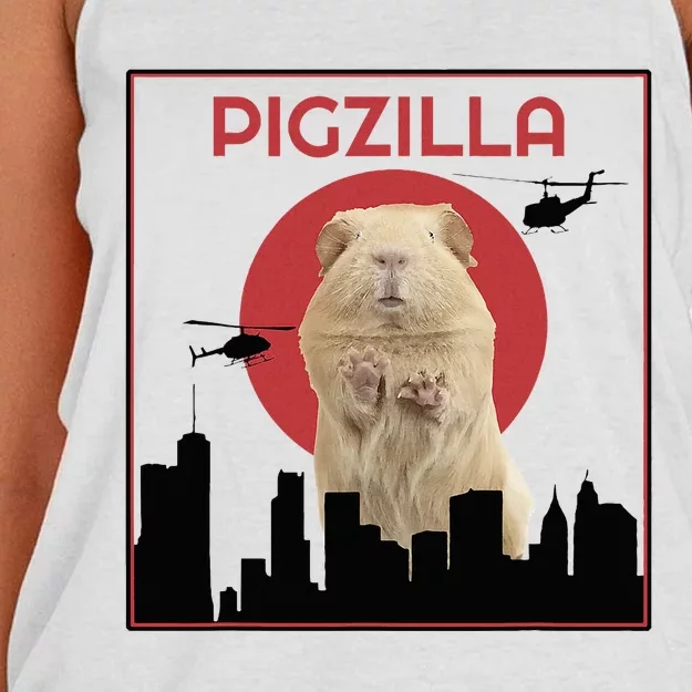 Guinea Pig Novelty Pigzilla Women's Knotted Racerback Tank