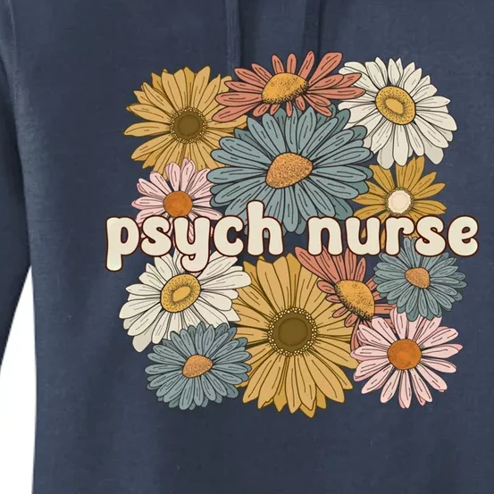 Groovy Psych Nurse Flowers Psychiatric Nursing Cute Gift Women's Pullover Hoodie