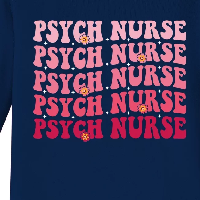 Groovy Psych Nurse Psychiatric Nursing Week Tal Health Cute Gift Baby Long Sleeve Bodysuit