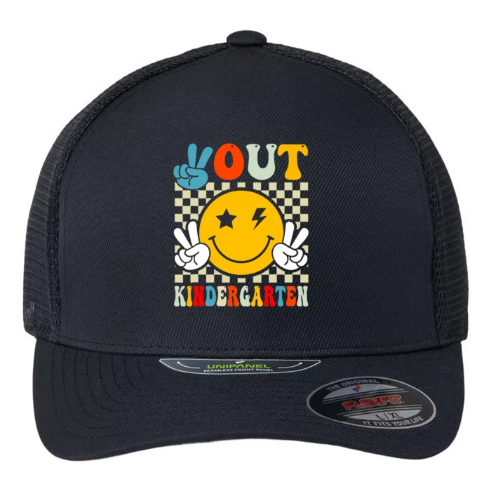 Groovy Peace Out Kindergarten Graduation Last Day Of School Flexfit Unipanel Trucker Cap