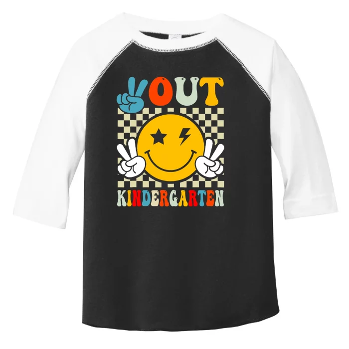 Groovy Peace Out Kindergarten Graduation Last Day Of School Toddler Fine Jersey T-Shirt