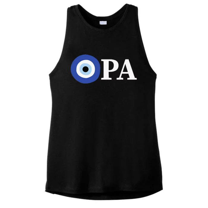 Greek Pride Opa Evil Eye Ladies Tri-Blend Wicking Tank