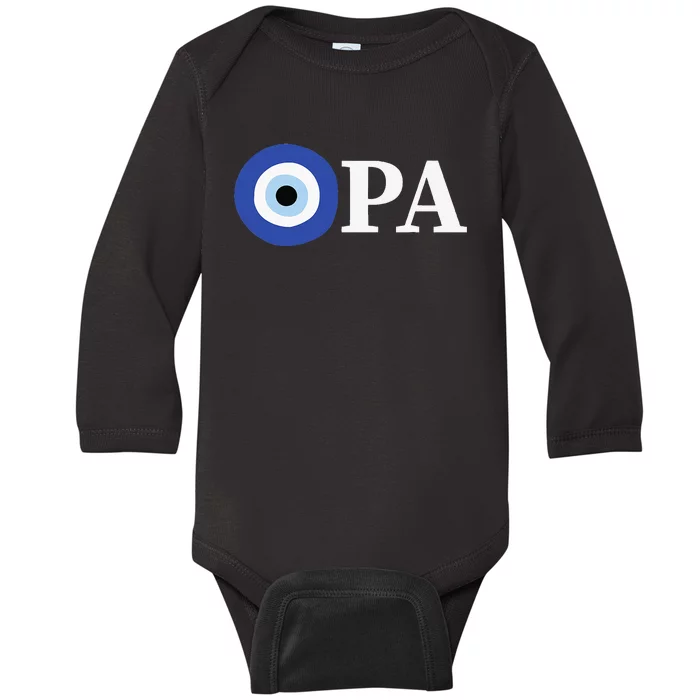 Greek Pride Opa Evil Eye Baby Long Sleeve Bodysuit