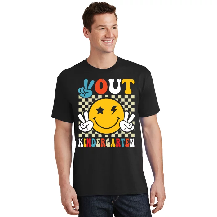 Groovy Peace Out Kindergarten Graduation Last Day Of School T-Shirt