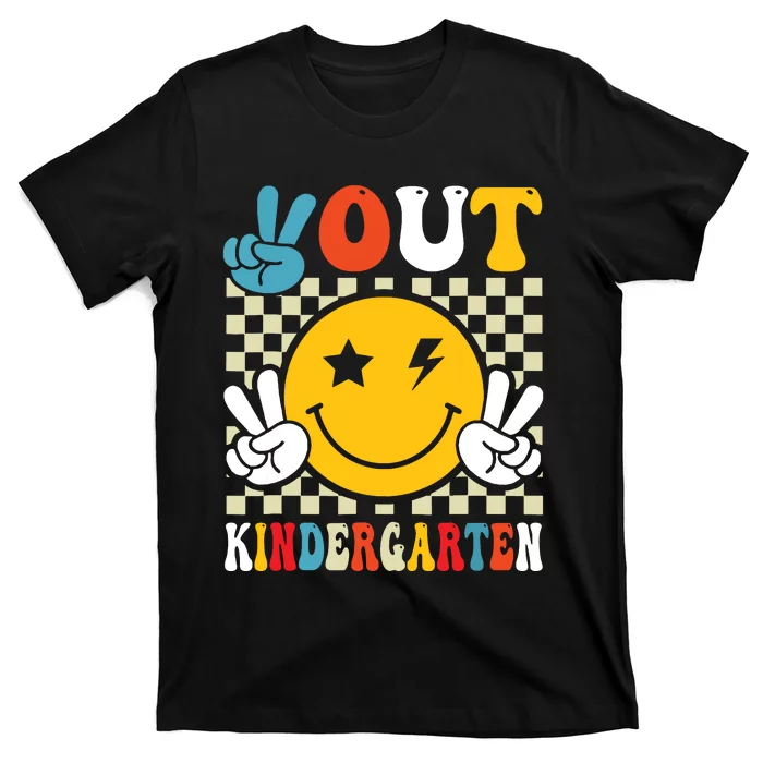 Groovy Peace Out Kindergarten Graduation Last Day Of School T-Shirt