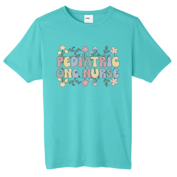 Groovy Pediatric Onc Nurse Flowers Ped Oncology Nurse Gift ChromaSoft Performance T-Shirt