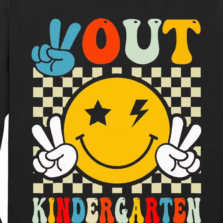 Groovy Peace Out Kindergarten Graduation Long Sleeve Shirt