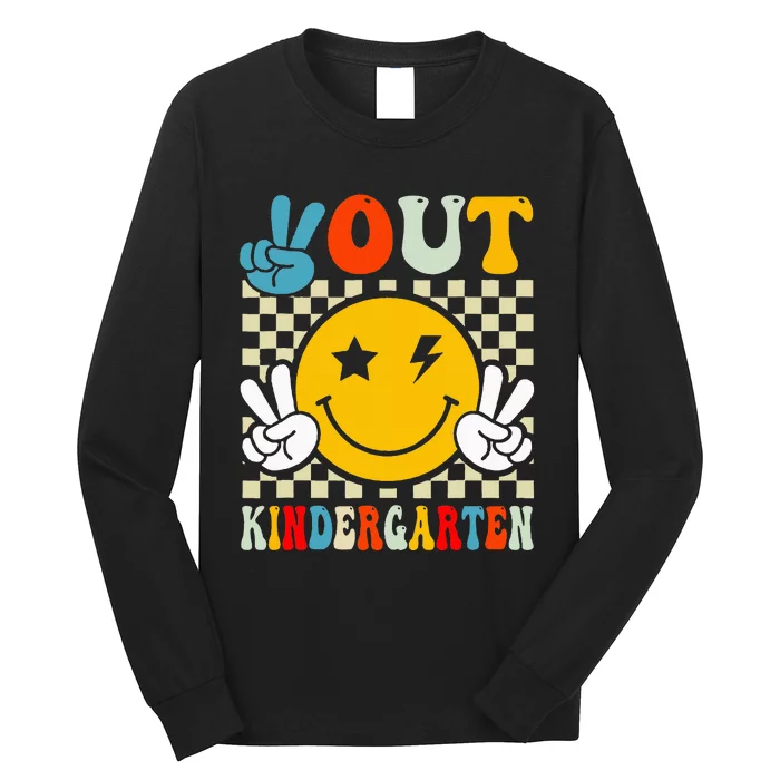 Groovy Peace Out Kindergarten Graduation Long Sleeve Shirt