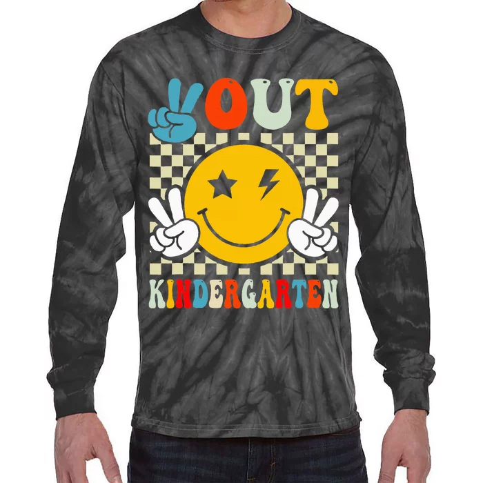 Groovy Peace Out Kindergarten Graduation Tie-Dye Long Sleeve Shirt