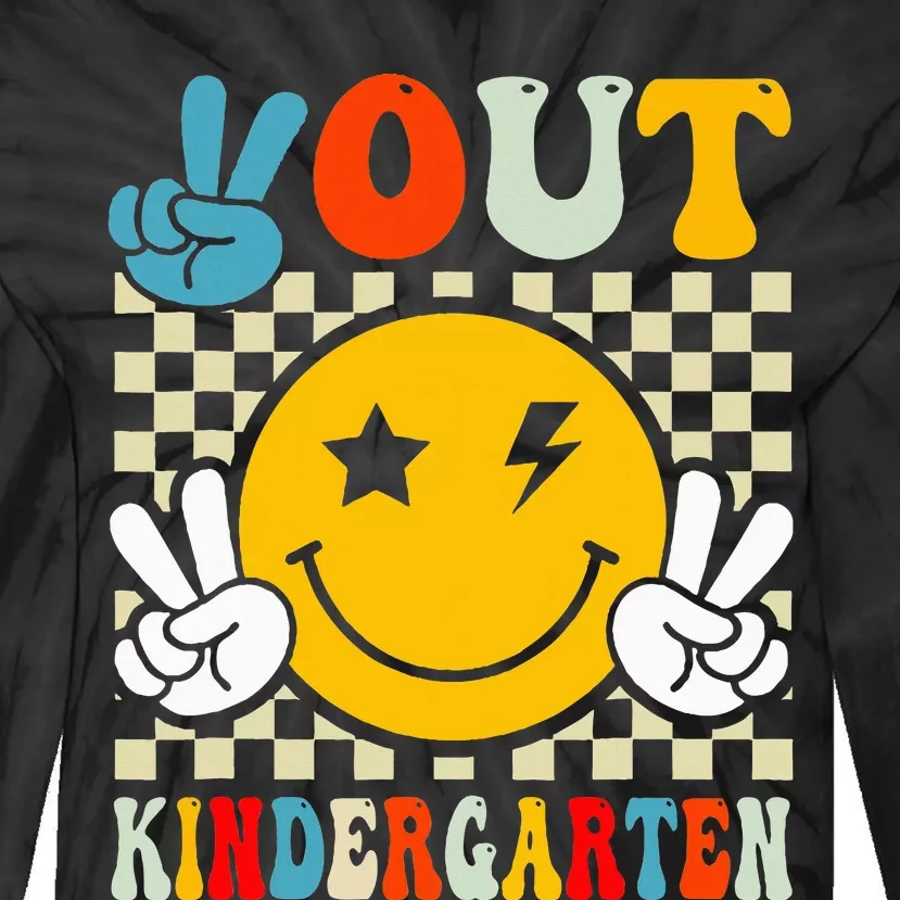 Groovy Peace Out Kindergarten Graduation Tie-Dye Long Sleeve Shirt