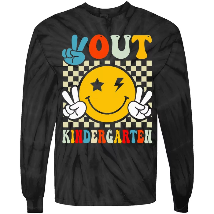 Groovy Peace Out Kindergarten Graduation Tie-Dye Long Sleeve Shirt