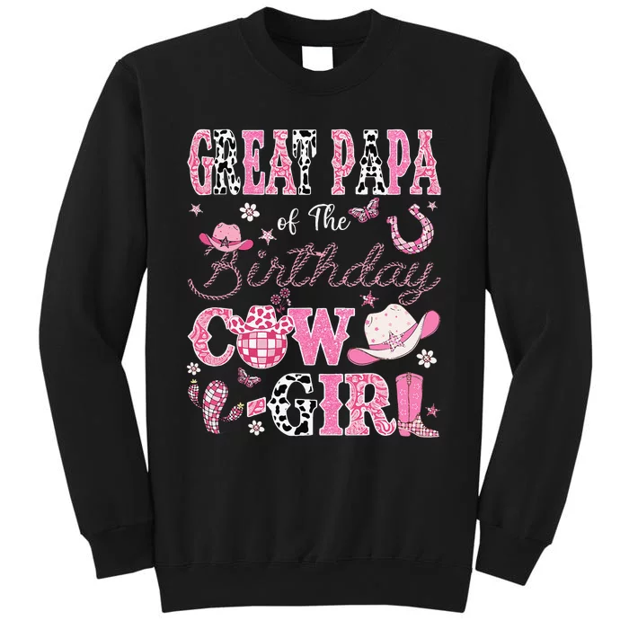 Great Papa Of The Birthday Cow Western Rodeo Great Papa Tall Sweatshirt