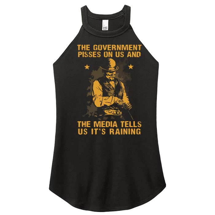 Government Pisses On Us And The Media Tell Us Its Raining Women’s Perfect Tri Rocker Tank