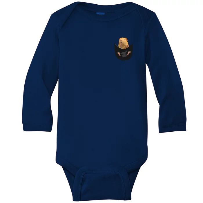 Guinea Pig Owner Cute Pocket Guinea Pig Baby Long Sleeve Bodysuit