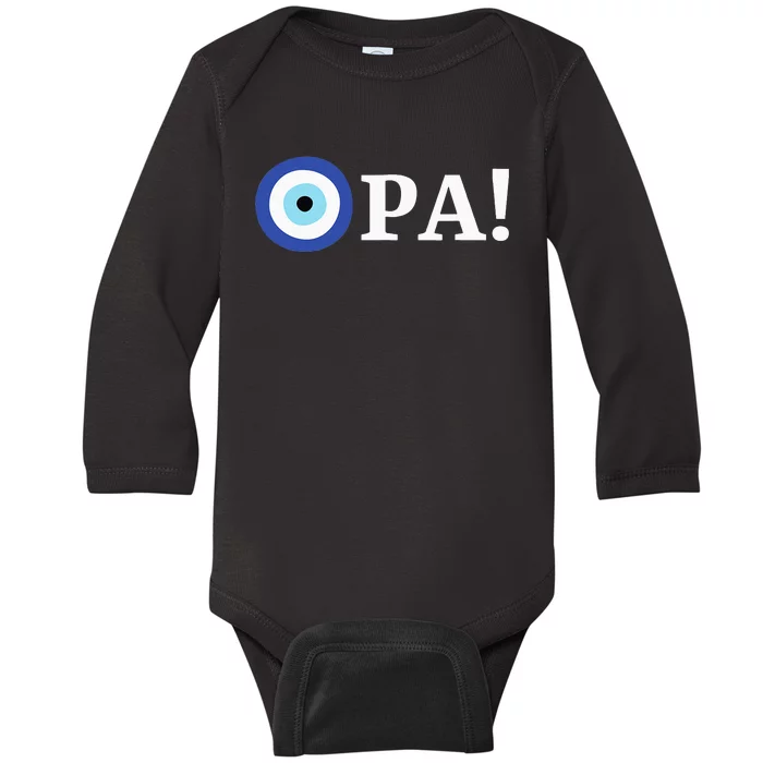 Greek Pride Opa Evil Eye Hellas Greece Gift Baby Long Sleeve Bodysuit