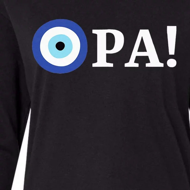 Greek Pride Opa Evil Eye Hellas Greece Gift Womens Cotton Relaxed Long Sleeve T-Shirt