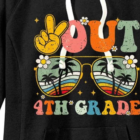 Groovy Peace Out 4th Grade Graduation Last Day Of School Women's Fleece Hoodie