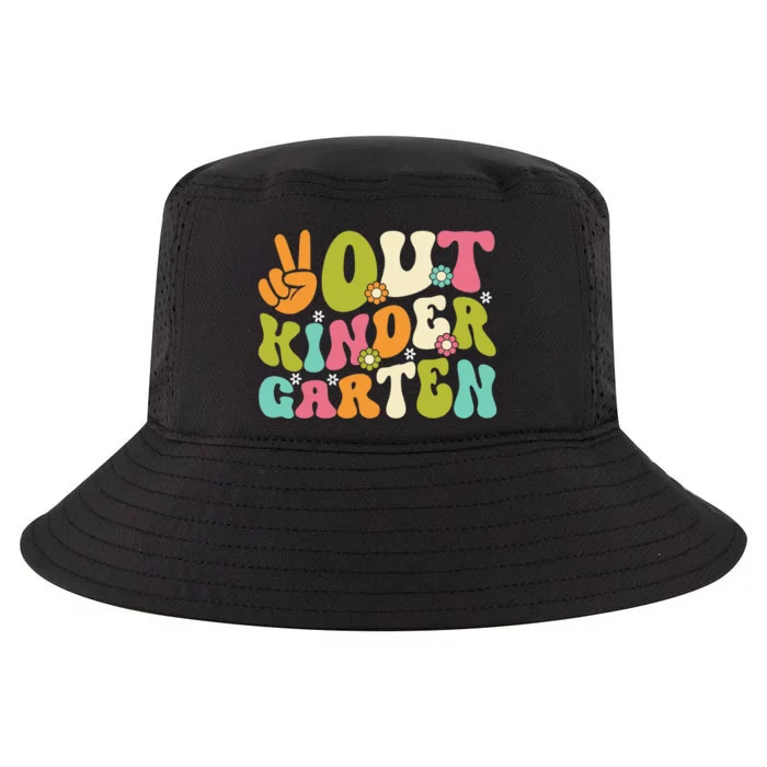 Groovy Peace Out Kindergarten Teacher Last Day Of School Cool Comfort Performance Bucket Hat