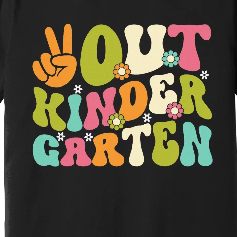 Groovy Peace Out Kindergarten Teacher Last Day Of School Premium T-Shirt