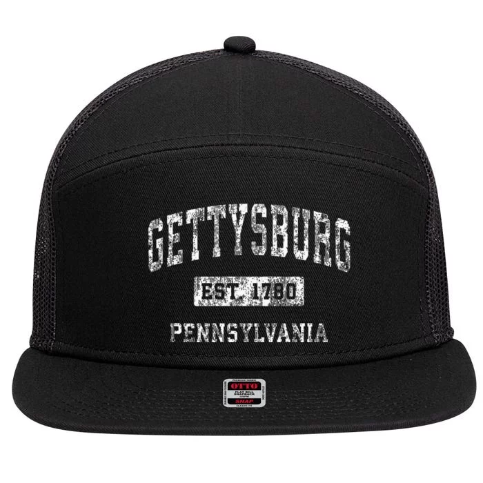 Gettysburg Pennsylvania Pa Vintage Established Sports 7 Panel Mesh Trucker Snapback Hat