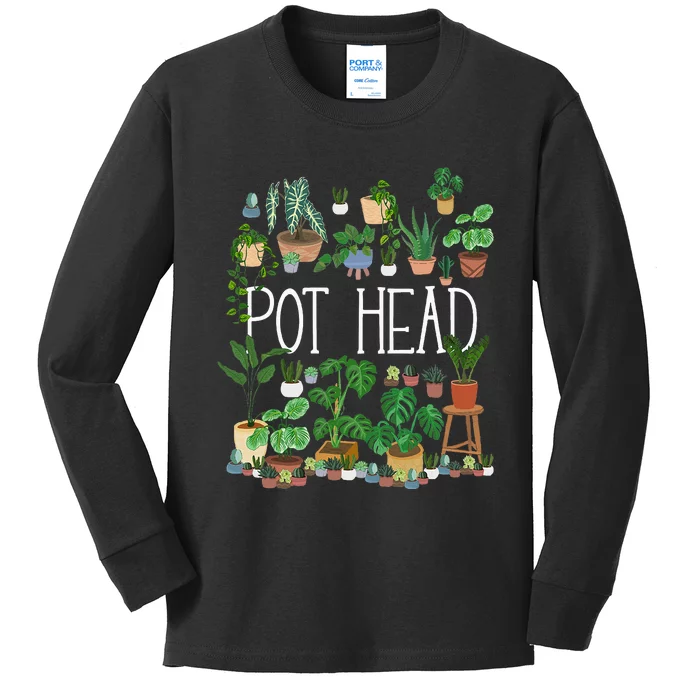 Gardening Potted Plant Lover Pot Head Gardener Garden Kids Long Sleeve Shirt