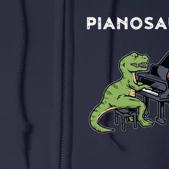 Grand Piano Pianist Gift Dinosaur Music Piano Full Zip Hoodie