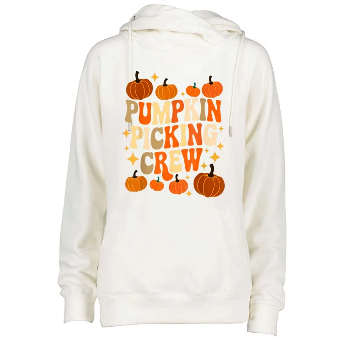 Groovy Pumpkin Picking Crew Matching Family Autumn Womens Funnel Neck Pullover Hood