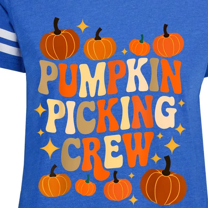 Groovy Pumpkin Picking Crew Matching Family Autumn Enza Ladies Jersey Football T-Shirt