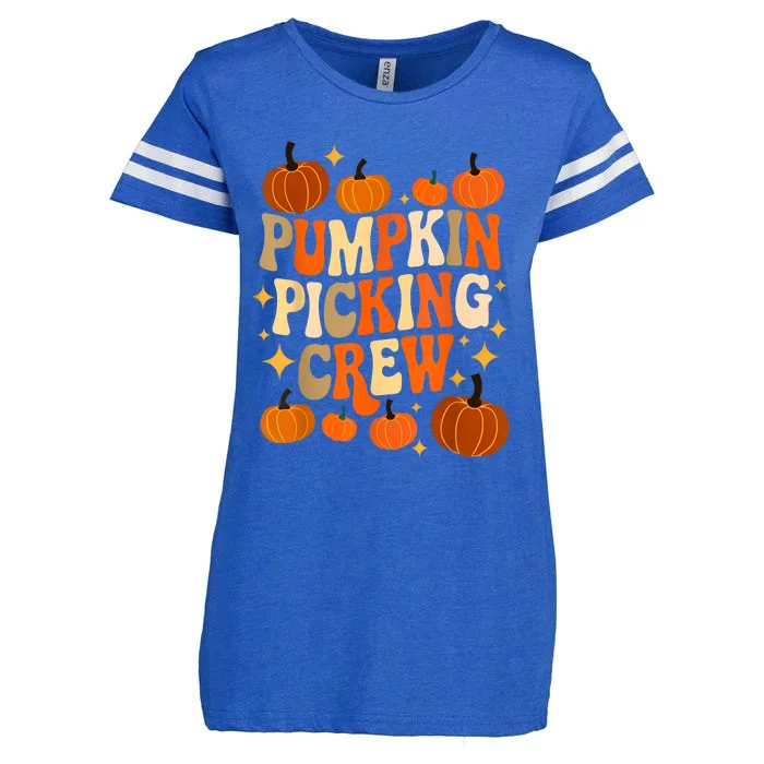 Groovy Pumpkin Picking Crew Matching Family Autumn Enza Ladies Jersey Football T-Shirt