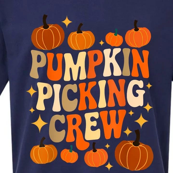 Groovy Pumpkin Picking Crew Matching Family Autumn Sueded Cloud Jersey T-Shirt