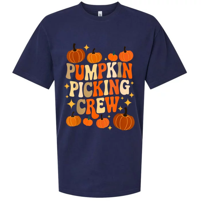 Groovy Pumpkin Picking Crew Matching Family Autumn Sueded Cloud Jersey T-Shirt