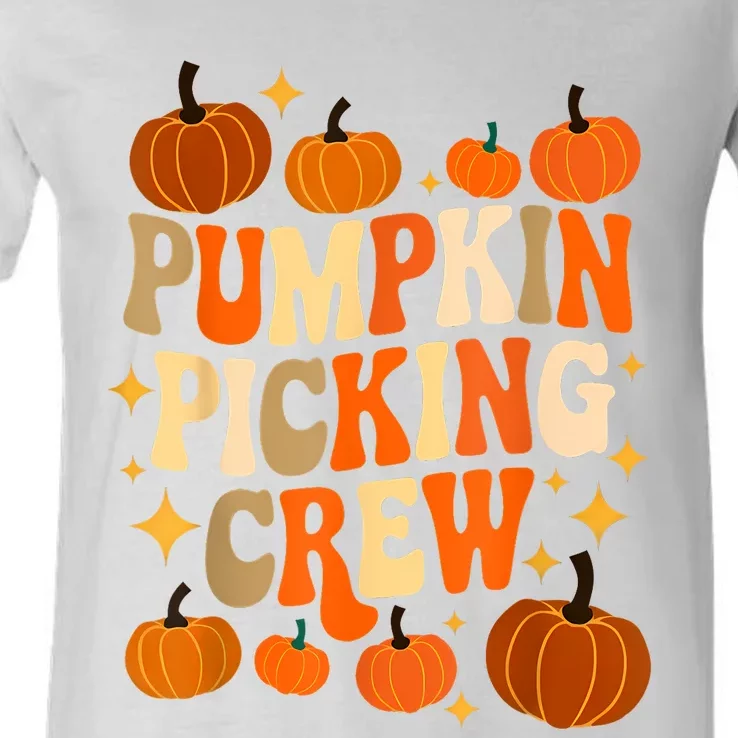 Groovy Pumpkin Picking Crew Matching Family Autumn V-Neck T-Shirt