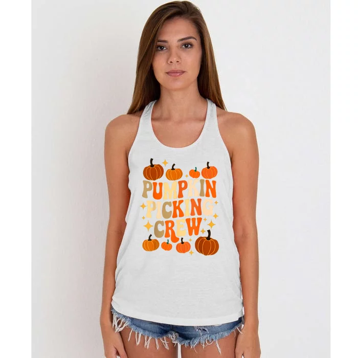 Groovy Pumpkin Picking Crew Matching Family Autumn Women's Knotted Racerback Tank