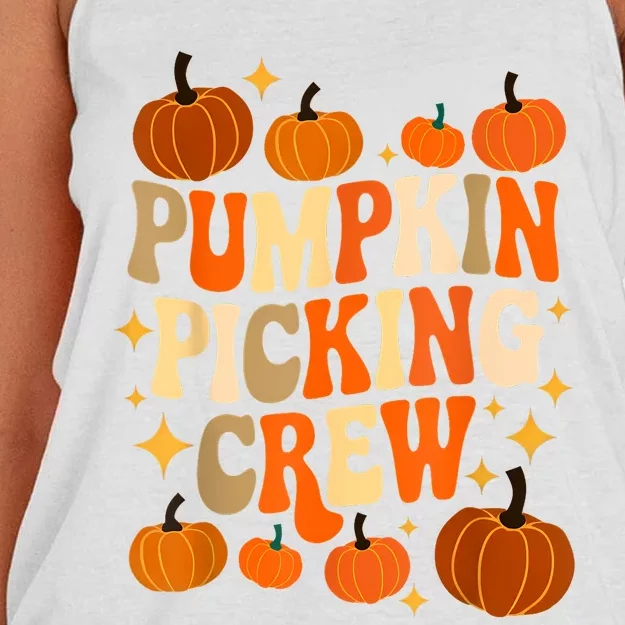 Groovy Pumpkin Picking Crew Matching Family Autumn Women's Knotted Racerback Tank