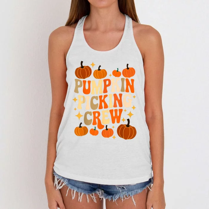 Groovy Pumpkin Picking Crew Matching Family Autumn Women's Knotted Racerback Tank