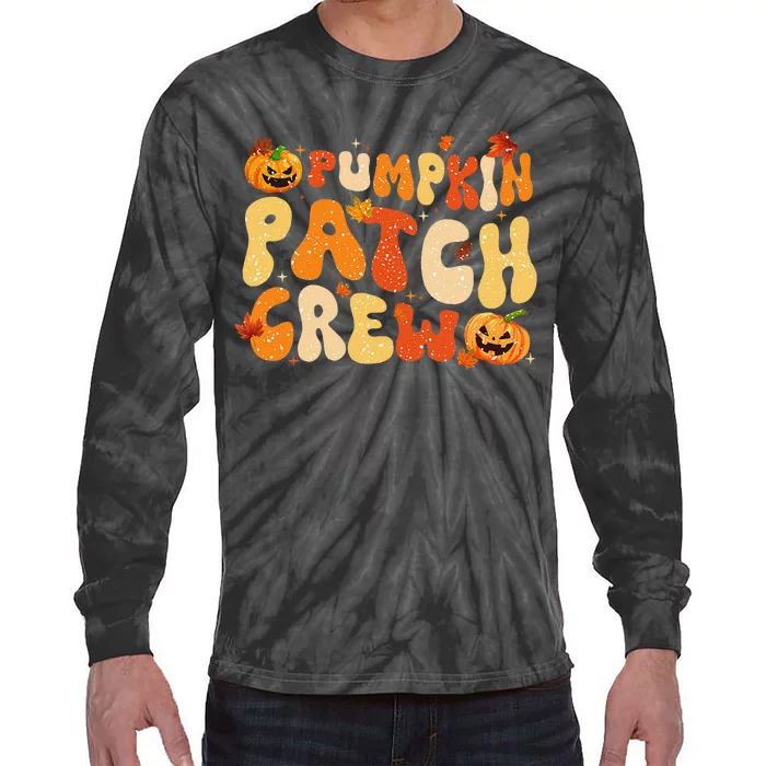 Groovy Pumpkin Patch Crew Pumpkin Patch Crew Fall Halloween Tie-Dye Long Sleeve Shirt