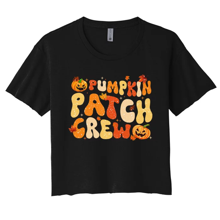 Groovy Pumpkin Patch Crew Pumpkin Patch Crew Fall Halloween Women's Crop Top Tee