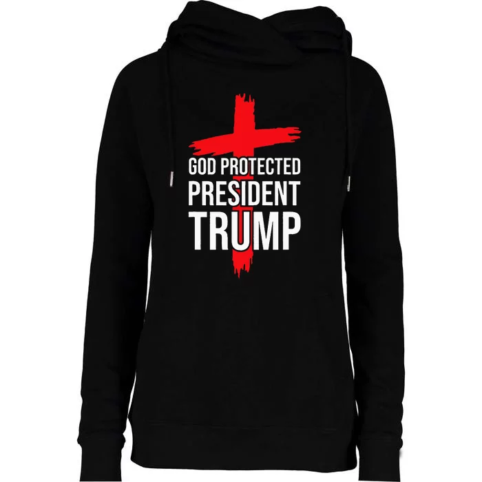 God Protected President Trump Trump 2024 America Christian Womens Funnel Neck Pullover Hood