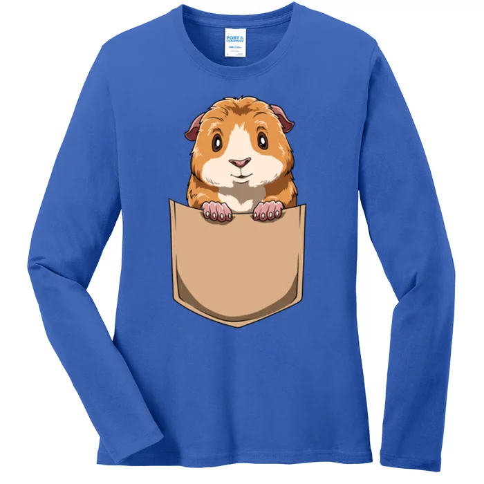 Guinea Pig Pocket Guinea Pig Peeking Out Pocket Guinea Pig Cute Gift Ladies Long Sleeve Shirt