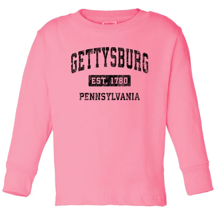 Gettysburg Pennsylvania Pa Vintage Established Sports Toddler Long Sleeve Shirt