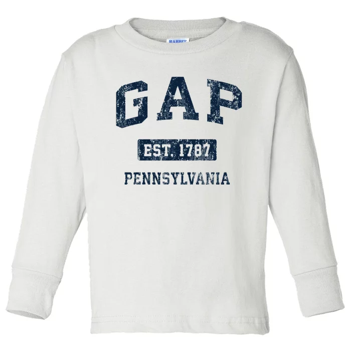 Gap Pennsylvania PA Vintage Athletic Sports Design Toddler Long Sleeve Shirt