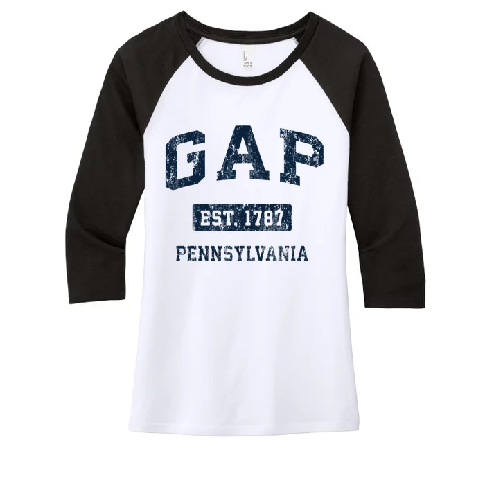 Gap Pennsylvania PA Vintage Athletic Sports Design Women's Tri-Blend 3/4-Sleeve Raglan Shirt