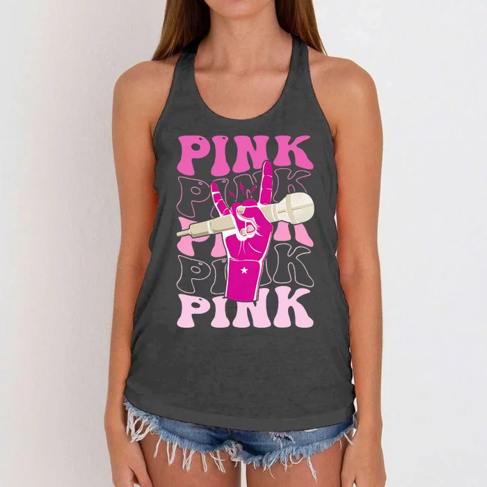 Groovy P.I.N.K Personalized Name P.I.N.K Women's Knotted Racerback Tank