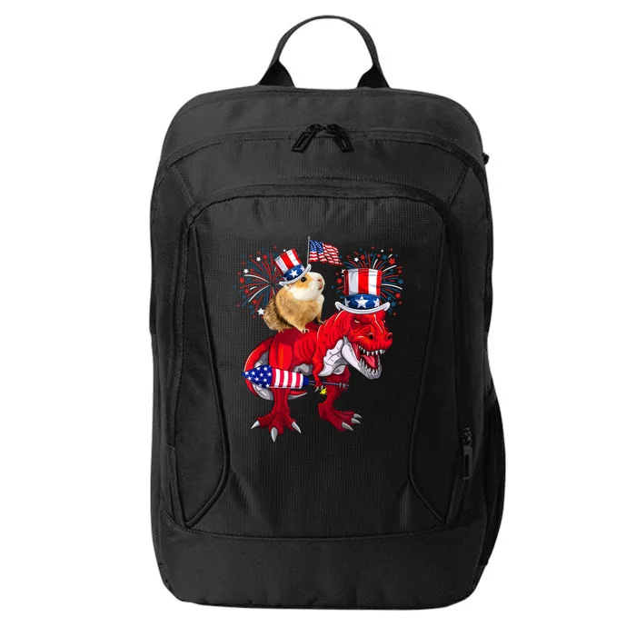 Guinea Pig Ridding TRex 4th Of July Fireworks Lover Family City Backpack