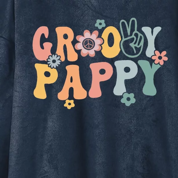 Groovy Pappy Retro Dad Matching Family 1st Birthday Party Hooded Wearable Blanket