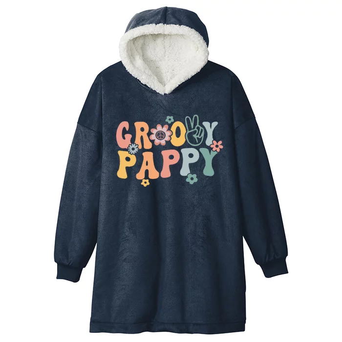 Groovy Pappy Retro Dad Matching Family 1st Birthday Party Hooded Wearable Blanket