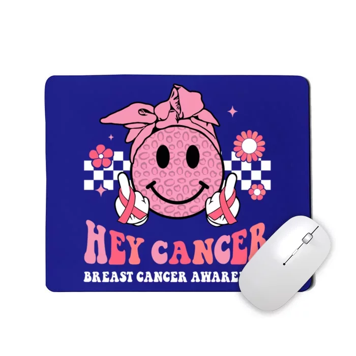 Groovy Pink Ribbon Breast Cancer Warrior Hey Cancer Fighting Gift Mousepad