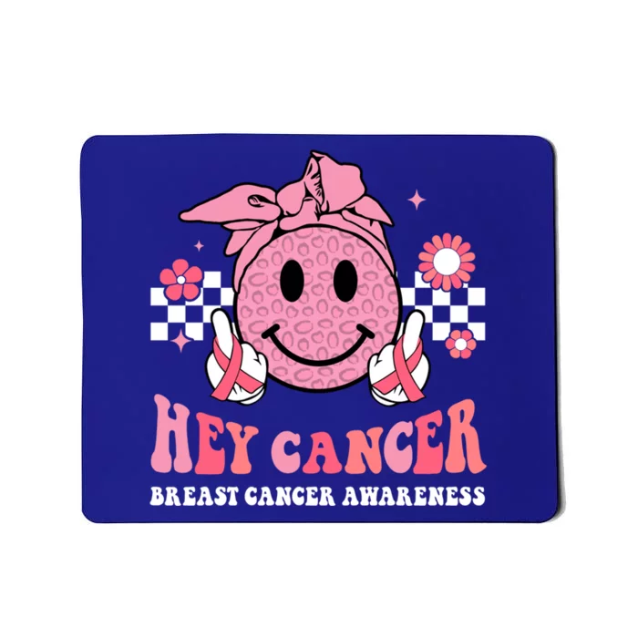 Groovy Pink Ribbon Breast Cancer Warrior Hey Cancer Fighting Gift Mousepad