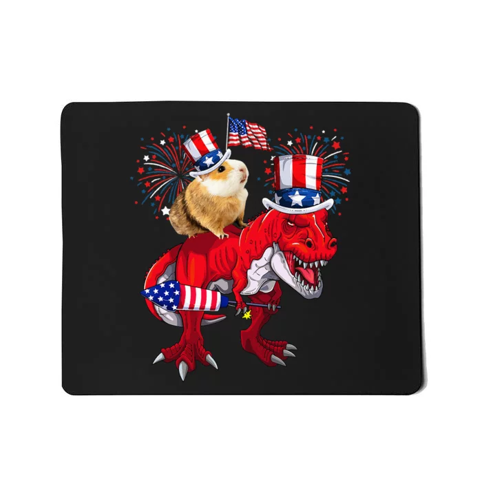 Guinea Pig Ridding TRex 4th Of July Fireworks Lover Family Mousepad